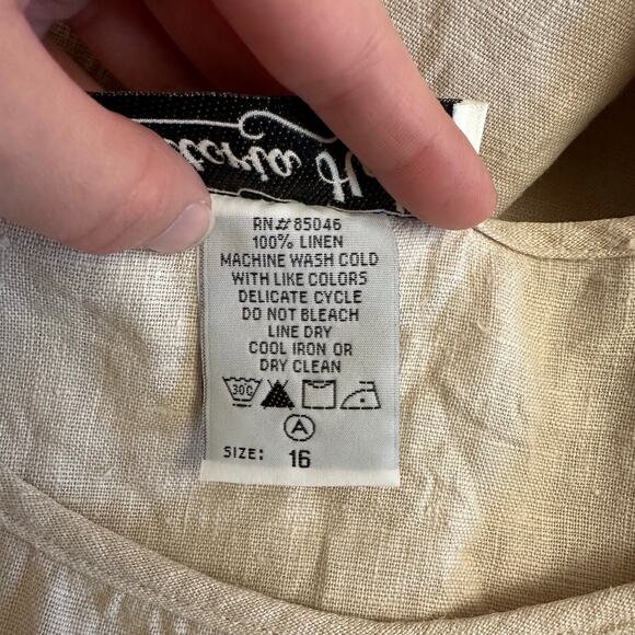 Vintage Victoria Holley 100% Linen Maxi Dress Beige Size 16 Natural Minimalist - Picture 7 of 7